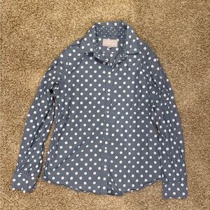 Banana Republic Blue Polka Dot Button-Up Shirt